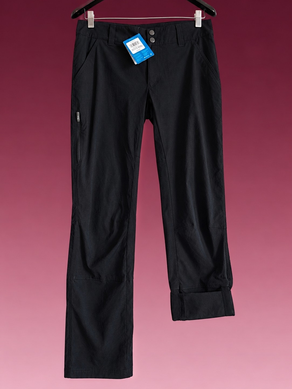 Columbia Women's Black Cargo, Rolled-Up Pants